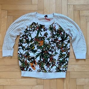 CLUB MONACO PRINTED SWEATER WITH OPEN WEAVE DESIGN